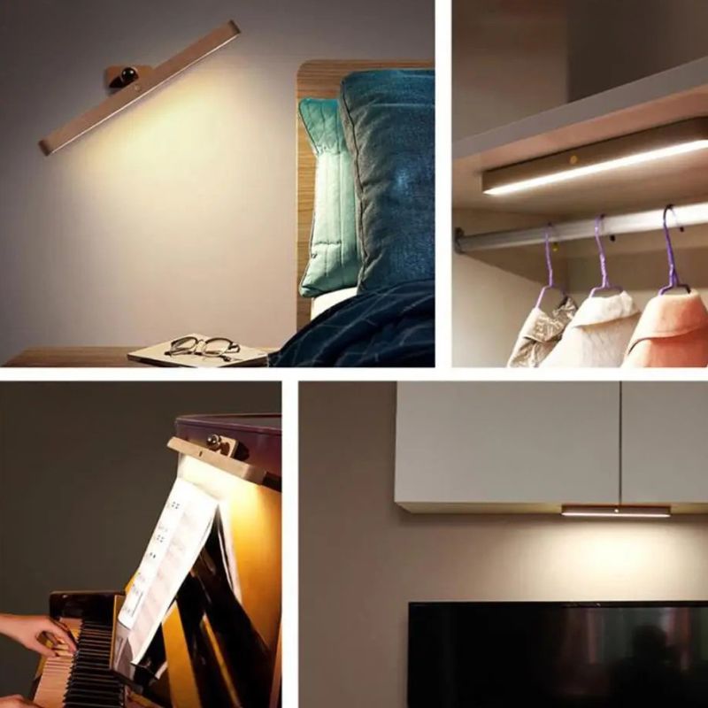 Luminária LED de Parede Recarregável em Madeira